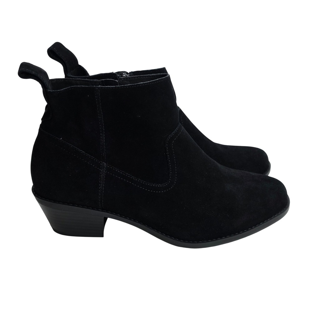 Vionic Womens Ankle Boots Size 8.5 Black Suede Side Zip Vera Western Booties